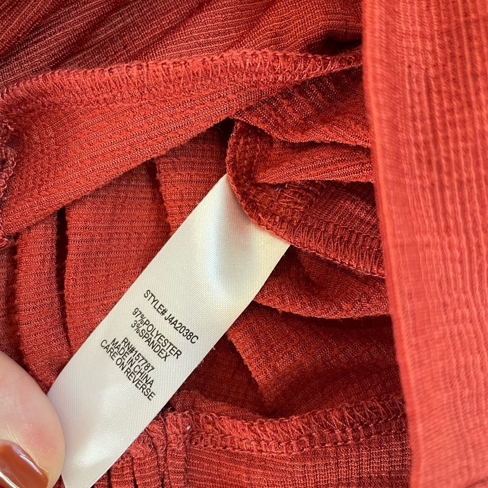 Rust orange red Button-Front flutter sleeve Top - image 5